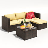 Asofer Outdoor Patio Sofa Set Wicker Rattan, Sectional Conversation Sofa with Coffee Table, for Backyard