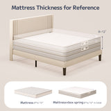 Asofer Full Size Bed Frame, Wingback Linen Headboard, Noise Isolation, Adapted 8"-12" Mattresses, for Bedroom