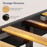 Upholstered Queen Bed Frame with Wingback Headboard, Noise Free and Sturdy, Dark Gray