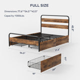 Asofer Full Size Bed Frame with 4 Storage Drawer and Wood Headboard for Loft, Rustic