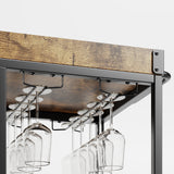 Asofer 3 Tier Home Bar Cart with Wine Rack and Glasses Holder, Mobile Kitchen Storage on Wheels