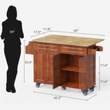 Asofer Kitchen Cart with Drop Leaf,Rolling Mobile Kitchen Island with Storage, 45" Solid Wood Top ,Brown