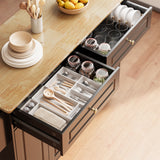 Asofer 43.4" Kitchen Island Cart, with Wood Drop Leaf, 2 Drawers & 2 Doors Storage Cabinet, Black