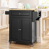 Asofer 35.8" Kitchen Island Cart with Adjustable Shelf, Drawer and Storage Cabinet, for Dining Room, Bar, Black