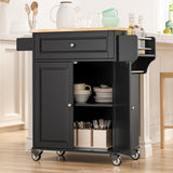 Asofer 35.8" Kitchen Island Cart with Adjustable Shelf, Drawer and Storage Cabinet, for Dining Room, Bar, Black