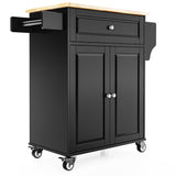 Asofer 35.8" Kitchen Island Cart with Adjustable Shelf, Drawer and Storage Cabinet, for Dining Room, Bar, Black