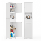 Asofer 67" Tall Bathroom Storage Cabinet with Sturdy Door and Drawer, Adjustable Shelf, White, 2-pack