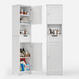 Asofer 67" Tall Bathroom Storage Cabinet with Sturdy Door and Drawer, Adjustable Shelf, White, 2-pack