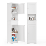 Asofer 67" Tall Bathroom Storage Cabinet, 2 Doors and 1 Drawer, Adjustable Shelves, Wooden, White