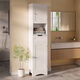 Asofer 67" Tall Bathroom Storage Cabinet, Modern Narrow Linen Tower with Sturdy Door and Drawer, Adjustable Shelf, White