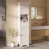 Asofer 67" Tall Bathroom Storage Cabinet, 2 Doors and 1 Drawer, Adjustable Shelves, Wooden, White