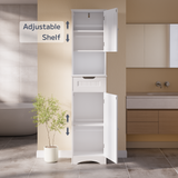 Asofer 67" Tall Bathroom Storage Cabinet with Sturdy Door and Drawer, Adjustable Shelf, White, 2-pack