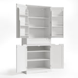 Asofer 71" Pantry Cabinet with Doors and Shelves, Kitchen Storage Cabinet for Dining Room, White