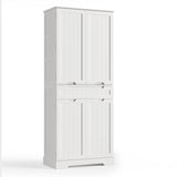 Asofer 71" Pantry Cabinet with Doors and Shelves, Kitchen Storage Cabinet for Dining Room, White