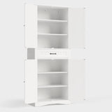 Asofer 71" Kitchen Pantry Storage Cabinet with 4 Barn Doors and 4 Adjustable Shelves for Dining Room, Living Room,White