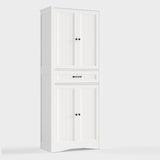 Asofer 71" Kitchen Pantry Storage Cabinet with 4 Barn Doors and 4 Adjustable Shelves for Dining Room, Living Room,White