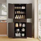 Asofer 71" Modern Pantry Storage Cabinet with Doors and Adjustable Shelves for Kitchen, Living Room, Dark Brown