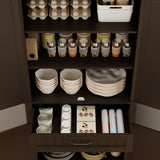 Asofer 71" Modern Pantry Storage Cabinet with Doors and Adjustable Shelves for Kitchen, Living Room, Dark Brown