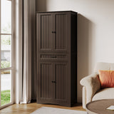 Asofer 71" Modern Pantry Storage Cabinet with Doors and Adjustable Shelves for Kitchen, Living Room, Dark Brown