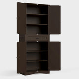 Asofer 71" Modern Pantry Storage Cabinet with Doors and Adjustable Shelves for Kitchen, Living Room, Dark Brown