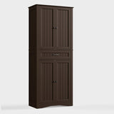 Asofer 71" Modern Pantry Storage Cabinet with Doors and Adjustable Shelves for Kitchen, Living Room, Dark Brown