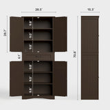 Asofer 71" Modern Pantry Storage Cabinet with Doors and Adjustable Shelves for Kitchen, Living Room, Dark Brown