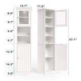 Asofer 67.1" Tall Bathroom Storage Cabinet with Adjustable Shelves, 2 Doors, for Bathroom, Kitchen, Living Room, White, 2-Pack