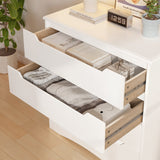 Asofer 4-Drawer White Dresser for Bedroom, Modern Wood Chest with Cutout Handle