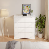 Asofer 4-Drawer White Dresser for Bedroom, Modern Wood Chest with Cutout Handle