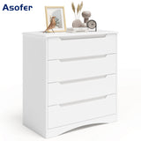 Asofer 4-Drawer White Dresser for Bedroom, Modern Wood Chest with Cutout Handle