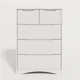 Dresser for Bedroom, Asofer 5 Drawer Dresser with Cutout Handle, Sturdy Wood Storage Cabinet, White