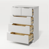 Dresser for Bedroom, Asofer 5 Drawer Dresser with Cutout Handle, Sturdy Wood Storage Cabinet, White