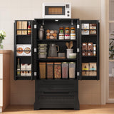 Pantry Storage Cabinet with 2 Drawers，Asofer 47" Kitchen Small Food Pantry Cabinet for Dining Room, White