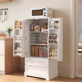 63-Inch White Pantry Cabinet, Moisture-Proof & Anti-Tip with Drawers and Barn Doors for Spacious Storage
