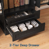 63-Inch Black Pantry Cabinet, Moisture-Proof & Anti-Tip with Drawers and Barn Doors for Spacious Storage