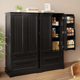 63-Inch Black Pantry Cabinet, Moisture-Proof & Anti-Tip with Drawers and Barn Doors for Spacious Storage