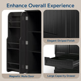 63-Inch Black Pantry Cabinet, Moisture-Proof & Anti-Tip with Drawers and Barn Doors for Spacious Storage