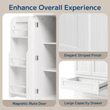 Asofer 47" Pantry Cabinet, 8-Shelf 2-Door Storage w/Drawers, White