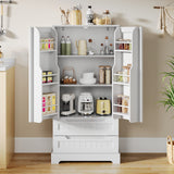 Asofer 47" Kitchen Pantry Cabinet, Storage Cabinet with Drawers, Buffet Cabinet with Storage for Dining Room, White