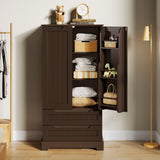 Pantry Storage Cabinet with 2 Drawers，Asofer 47" Kitchen Small Food Pantry Cabinet for Dining Room, White