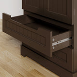 63-Inch Dark Brown Pantry Cabinet, Moisture-Proof & Anti-Tip with Drawers and Barn Doors for Spacious Storage