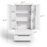 Asofer 47" Kitchen Pantry Cabinet, Storage Cabinet with Drawers, Buffet Cabinet with Storage for Dining Room, White