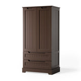 Asofer 47" Kitchen Pantry Storage Cabinet, Wood Buffet Cabinet with 2 Doors, 8 Shelves & 2 Drawers, Dark Brown