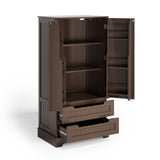 Asofer 47" Kitchen Pantry Storage Cabinet, with Doors, Adjustable Shelves and Drawers, for Dining Room, Brown