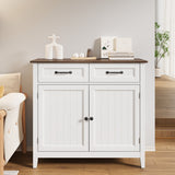 Asofer Kitchen Pantry Storage Cabinet, Wood Coffee Bar,Sideboard Buffet with Adjustable Shelf and 2 Drawers for Kitchen,Living Room,hallways,Retro/Gray