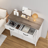 Asofer Kitchen Pantry Storage Cabinet, Wood Coffee Bar,Sideboard Buffet with Adjustable Shelf and 2 Drawers for Kitchen,Living Room,hallways,Retro/Gray