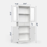 Pantry Cabinet, Asofer 67" Tall Storage Cabinet with Glass Door & 2 Drawers, Freestanding Cupboard for Dining Room (White)