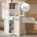 Pantry Cabinet, Asofer 67" Tall Storage Cabinet with Glass Door & 2 Drawers, Freestanding Cupboard for Dining Room (White)