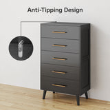 Asofer Bedroom Furniture Set, 5-Drawer Dresser & 6-Drawer Dresser, Black