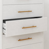 White Dresser for Bedroom, Asofer 5 Drawer Wood Storage with Metal Handles, Tall Vertical Dresser Nursery Dresser